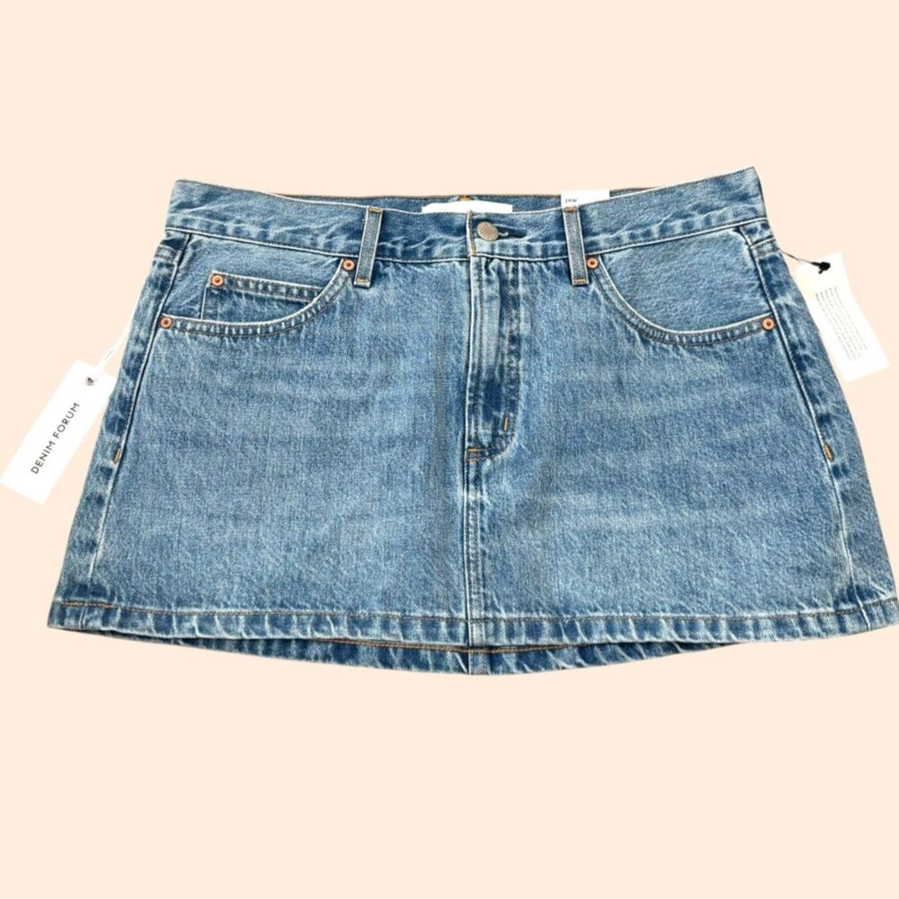 Denim Forum 90s Vintage Mid Rise Micro Skirt